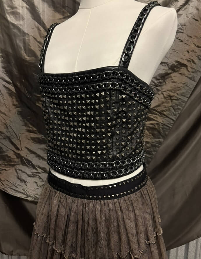 Alice & Olivia Leather Top and Tulle Skirt Set - Image 3