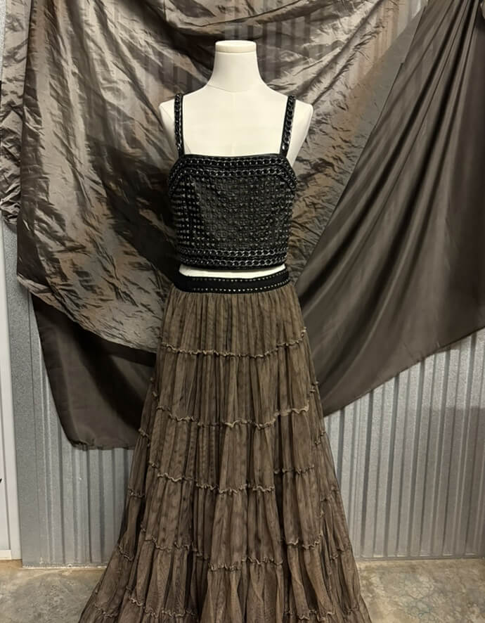 Alice & Olivia Leather Top and Tulle Skirt Set